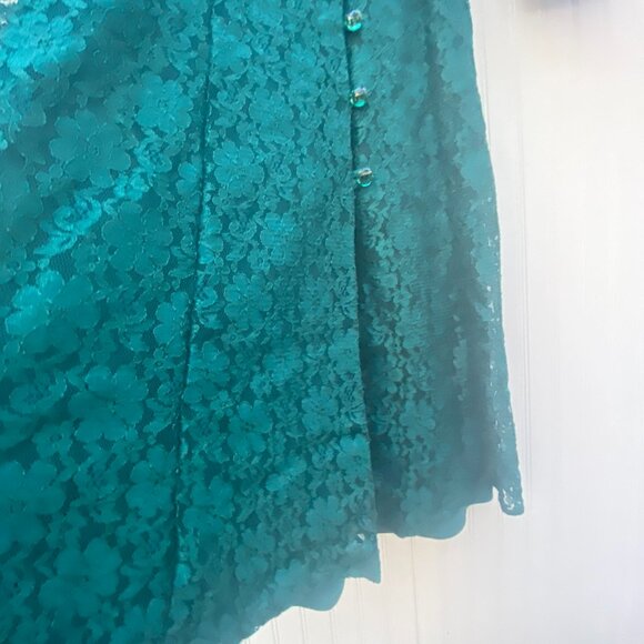 Green Lace Slip Dress size 6 Stretchy Holiday Petites - Picture 8 of 13
